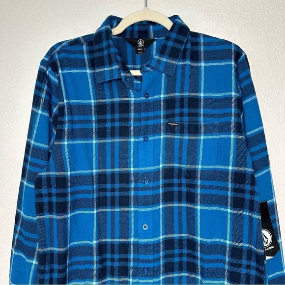 NWT Volcom Plaid Flannel Long Sleeves Button Down Shirt - Picture 10 of 13